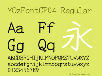 YOzFontCP04 Regular Version 12.02 Font Sample