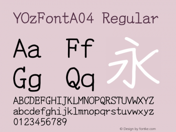 YOzFontA04 Regular Version 12.02 Font Sample