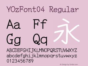 YOzFont04 Regular Version 12.02 Font Sample