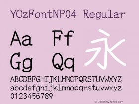 YOzFontNP04 Regular Version 12.02 Font Sample
