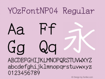 YOzFontNP04 Regular Version 12.02 Font Sample