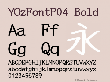 YOzFontP04 Bold Version 12.02 Font Sample