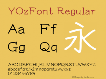 YOzFont Regular Version 12.06 Font Sample