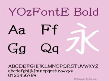 YOzFontE Bold Version 12.06 Font Sample