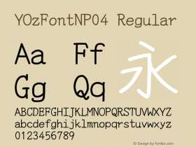 YOzFontNP04 Regular Version 12.06 Font Sample