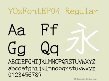 YOzFontEP04 Regular Version 12.06 Font Sample