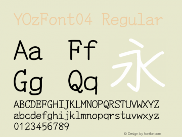 YOzFont04 Regular Version 12.06 Font Sample