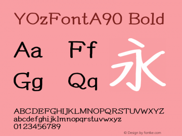 YOzFontA90 Bold Version 12.12 Font Sample