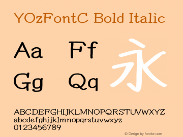 YOzFontC Bold Italic Version 12.12 Font Sample