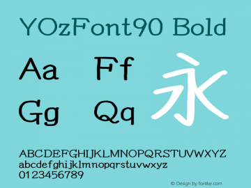 YOzFont90 Bold Version 12.12 Font Sample