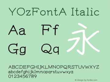 YOzFontA Italic Version 12.12 Font Sample