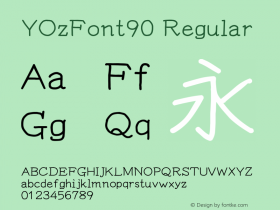 YOzFont90 Regular Version 12.12 Font Sample