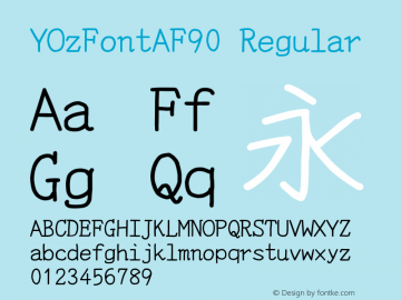 YOzFontAF90 Regular Version 12.12 Font Sample