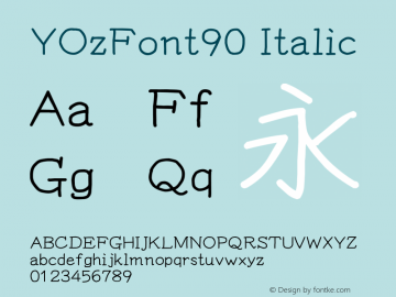 YOzFont90 Italic Version 12.12 Font Sample