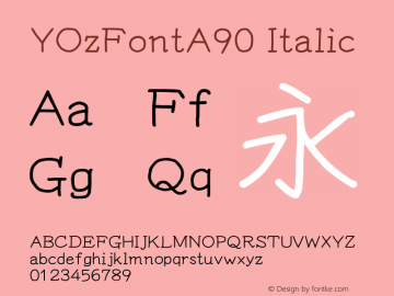 YOzFontA90 Italic Version 12.12 Font Sample