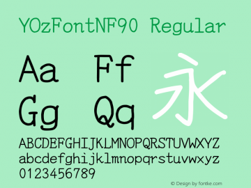 YOzFontNF90 Regular Version 12.12 Font Sample