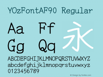 YOzFontAF90 Regular Version 12.12 Font Sample