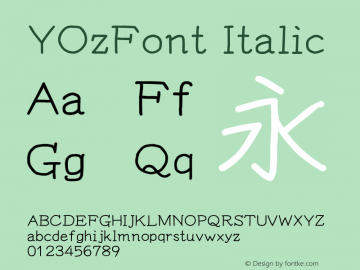 YOzFont Italic Version 12.12 Font Sample