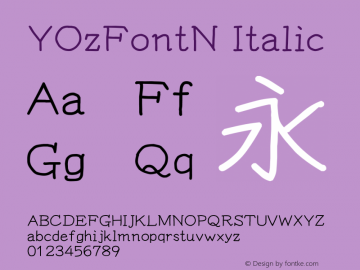 YOzFontN Italic Version 12.12 Font Sample