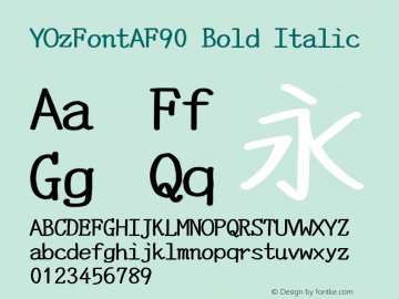 YOzFontAF90 Bold Italic Version 12.12图片样张