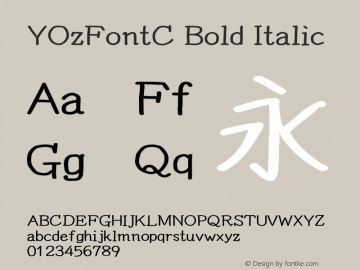 YOzFontC Bold Italic Version 12.12 Font Sample
