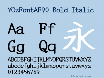 YOzFontAF90 Bold Italic Version 12.12图片样张