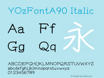 YOzFontA90 Italic Version 12.12 Font Sample