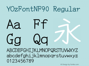 YOzFontNF90 Regular Version 12.12 Font Sample