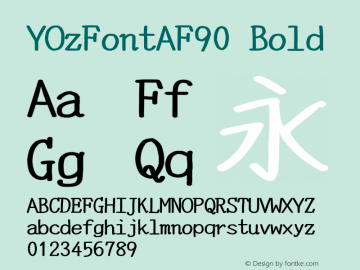 YOzFontAF90 Bold Version 12.12 Font Sample