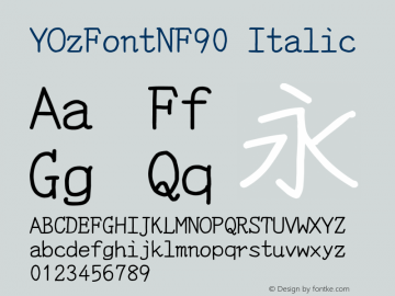 YOzFontNF90 Italic Version 12.12 Font Sample