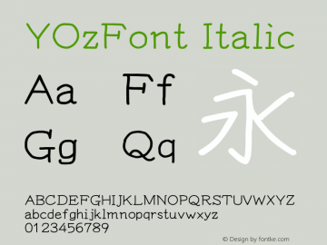 YOzFont Italic Version 12.12 Font Sample