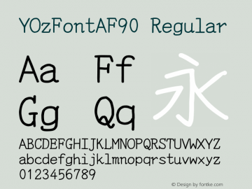 YOzFontAF90 Regular Version 12.12 Font Sample