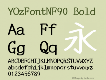 YOzFontNF90 Bold Version 12.12 Font Sample