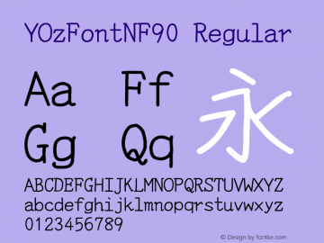 YOzFontNF90 Regular Version 12.14 Font Sample