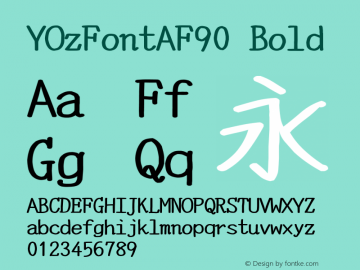 YOzFontAF90 Bold Version 12.14 Font Sample
