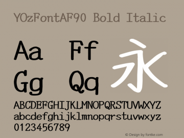 YOzFontAF90 Bold Italic Version 12.14 Font Sample