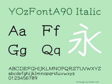 YOzFontA90 Italic Version 12.14 Font Sample