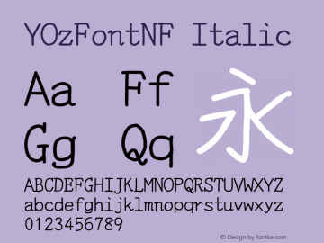 YOzFontNF Italic Version 12.14 Font Sample