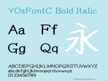 YOzFontC Bold Italic Version 12.14 Font Sample