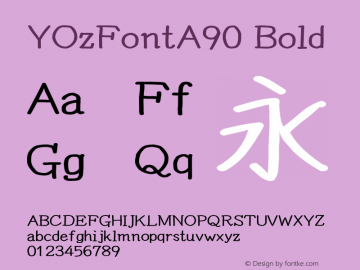 YOzFontA90 Bold Version 12.14 Font Sample