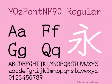 YOzFontNF90 Regular Version 12.18 Font Sample