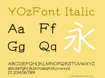 YOzFont Italic Version 12.18 Font Sample