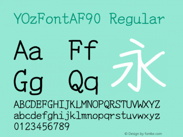 YOzFontAF90 Regular Version 12.18 Font Sample