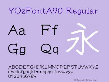 YOzFontA90 Regular Version 12.18 Font Sample