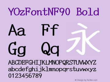 YOzFontNF90 Bold Version 12.18 Font Sample