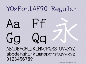 YOzFontAF90 Regular Version 12.18 Font Sample