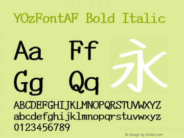 YOzFontAF Bold Italic Version 12.18图片样张