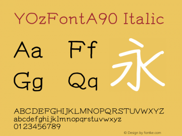 YOzFontA90 Italic Version 12.18 Font Sample