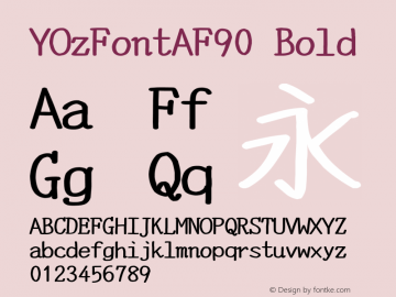 YOzFontAF90 Bold Version 12.18 Font Sample