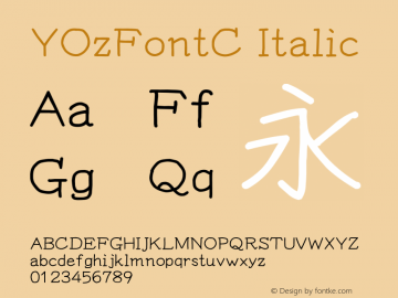 YOzFontC Italic Version 12.18 Font Sample
